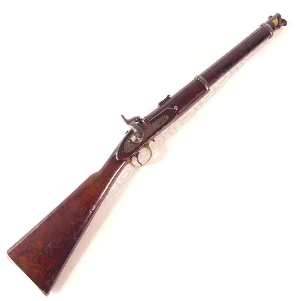 A scarce Enfield Pattern 1861 Rifled Cavalry Pattern Carbine, .577 caliber.  A scarce carbine as practically all production was returned to Enfield before issue for conversion to Snider System. Image 1++