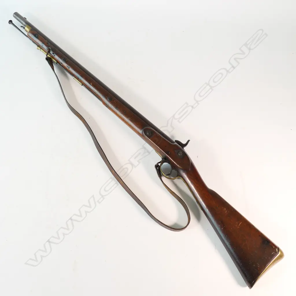 11 bore 1852 Pattern Sappers & Miners muzzle loading percussion smooth bore carbine. Lock marked ‘C H Oilks, Tower Hill, London’. Image 1++