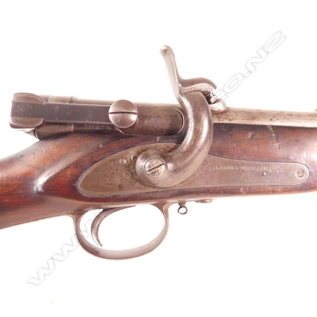 A Calisher & Terry Military Breech Loading Capping Carbine, caliber .30 bore. 20¼" barrel, 38" overall. Image 1++