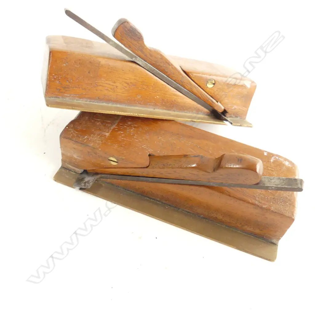 Pair of wooden planes with copper underside " Twosome right and left" "craftsman made" Image 1++