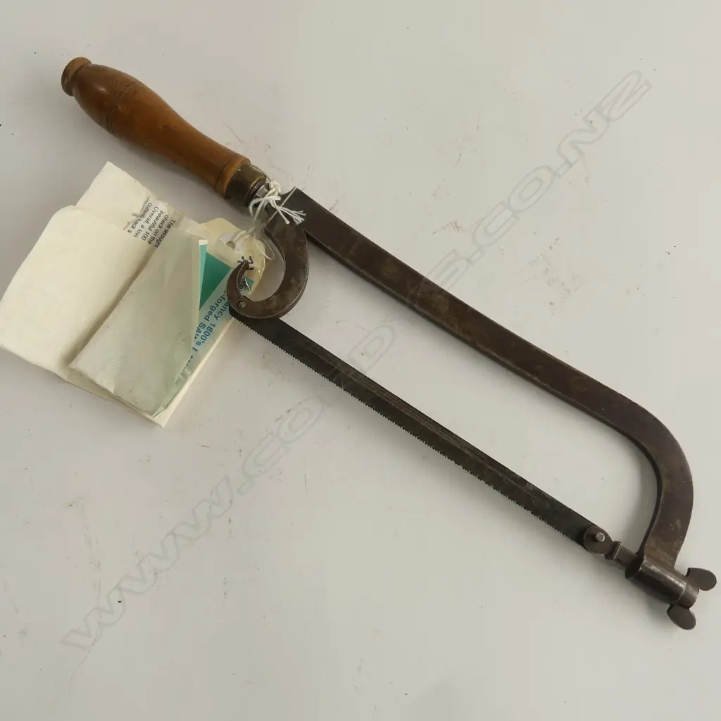 Hand forged blacksmiths frame saw. 1800's Lancashire pattern. Very fancy and very rare. Image 1++
