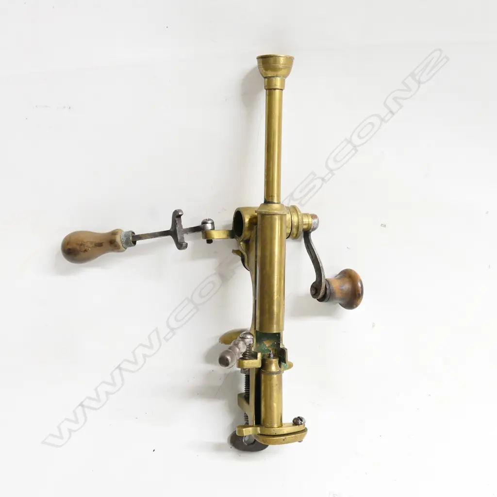 A brass and steel 12 gauge shotgun cartridge reloading tool complete with swing out primer pocket cleaner +..., Image 1++