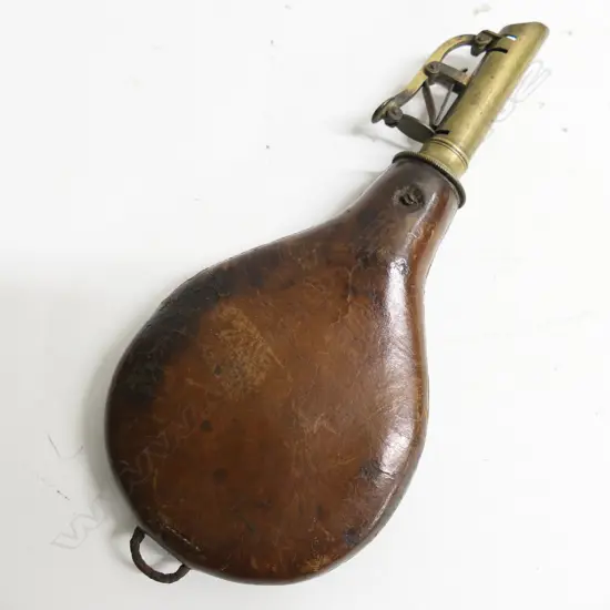 Shot flask, pear shaped plain leather by Battle of London