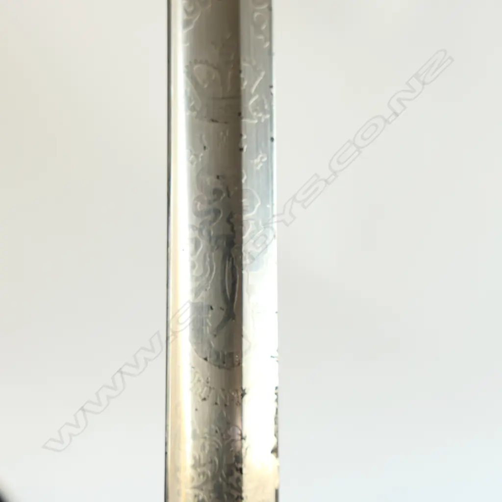 An 1827 pattern Rifle Volunteer's sword, nickel plated hilt with open swept guard with bugle cypher, Image 1++