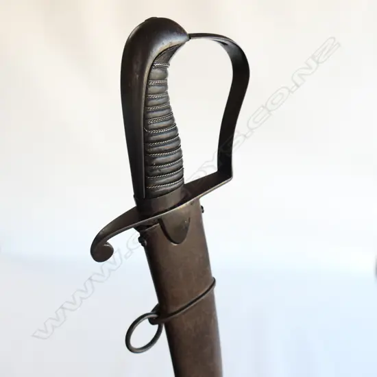 An attractive and scarce, blued and gilt bladed 1796 Pattern Light Calvary sabre and scabbard with 33" (825mm) curved blade,