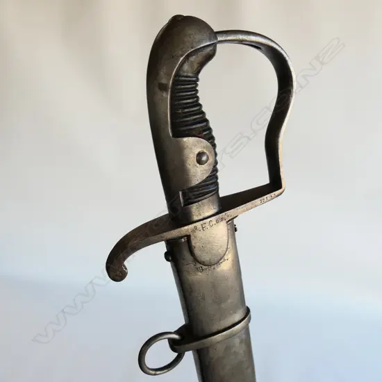 A scarce Pattern 1796 Light Cavalry Trooper's sabre with steel scabbard.  With heavy 33" (825mm) blade,