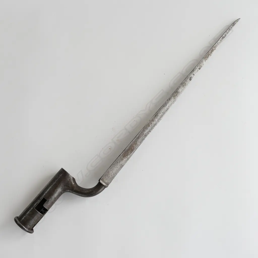 British "Brown Bess" Socket Bayonet with East India Co markings at socket. Aged patina. Image 1++