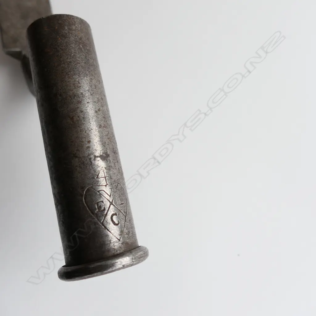 British "Brown Bess" Socket Bayonet with East India Co markings at socket. Aged patina. Image 1++