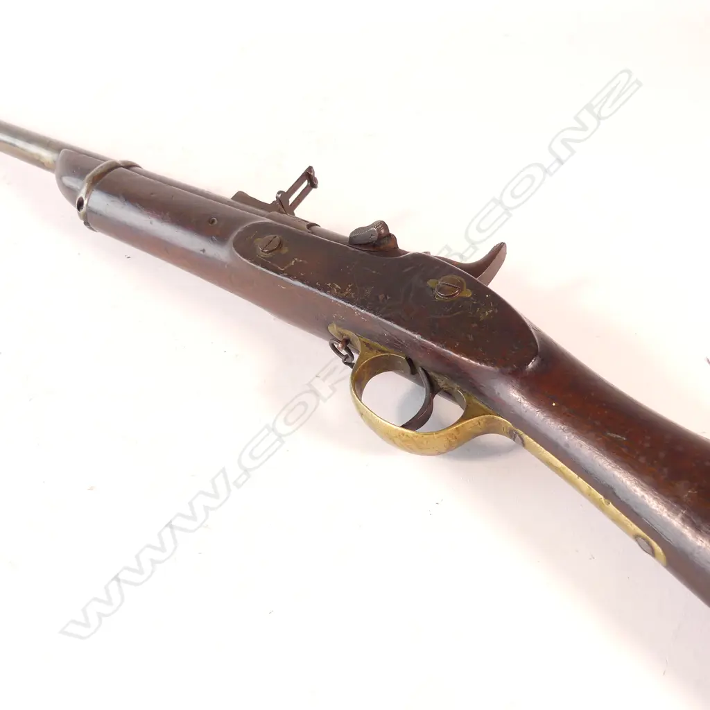 A Snider .577 calibre Mk.III Action Carbine 19" barrel, lock marked crown-over VR, 1862 over Enfield NZ over 87 marked on breech and stock. Image 1++