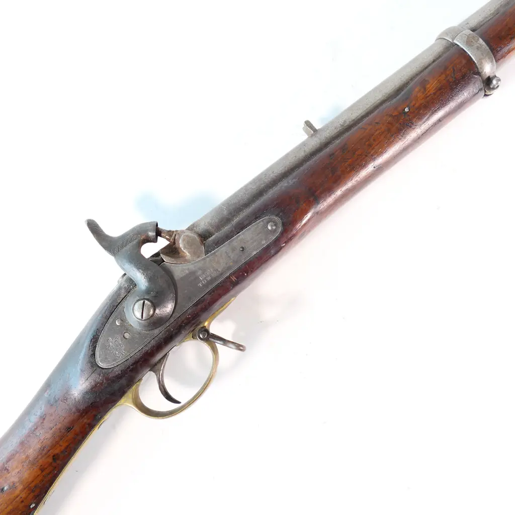 Enfield three-band percussion. Rifle, calibre .577. Lock with 'Crown over VR'  and '1859 Tower'. Image 1++