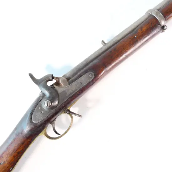 Enfield three-band percussion. Rifle, calibre .577. Lock with 'Crown over VR'  and '1859 Tower'.
