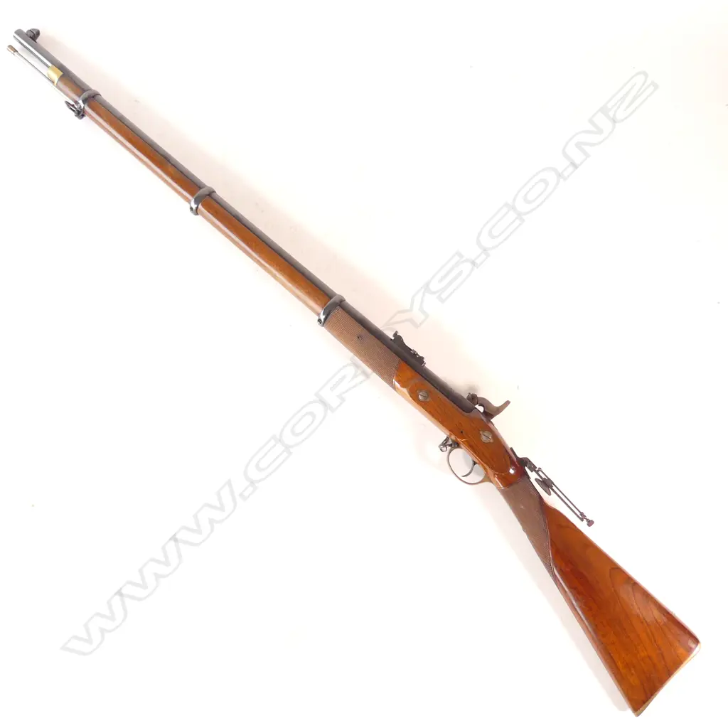 Reproduction Whitworth Parker-Hale .451 calibre, Volunteer Pattern Rifle, with chequered wrist and fore-end. Image 1++