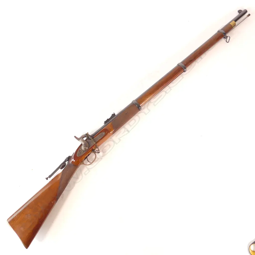 Reproduction Whitworth Parker-Hale .451 calibre, Volunteer Pattern Rifle, with chequered wrist and fore-end. Image 1++