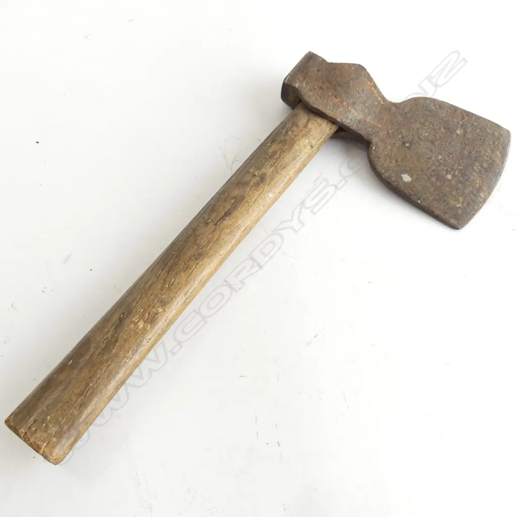 A colonial period settler's axe with steel blade on wooden handle. Image 1++