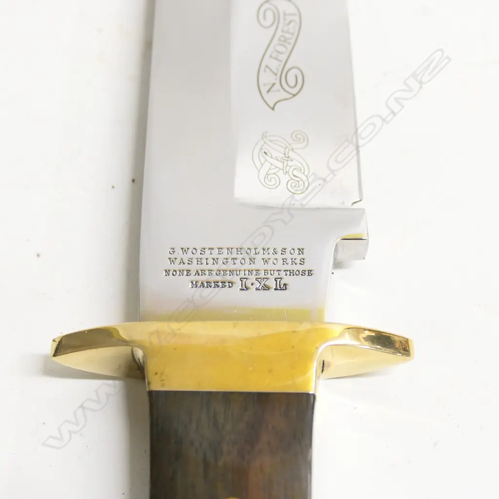 Two substantial 'G. Wostenholm, Washington Works' clip blade 10" Bowie knives by I*XL Sheffield, England, with rosewood coffin handles and brass cross guards, Image 1++