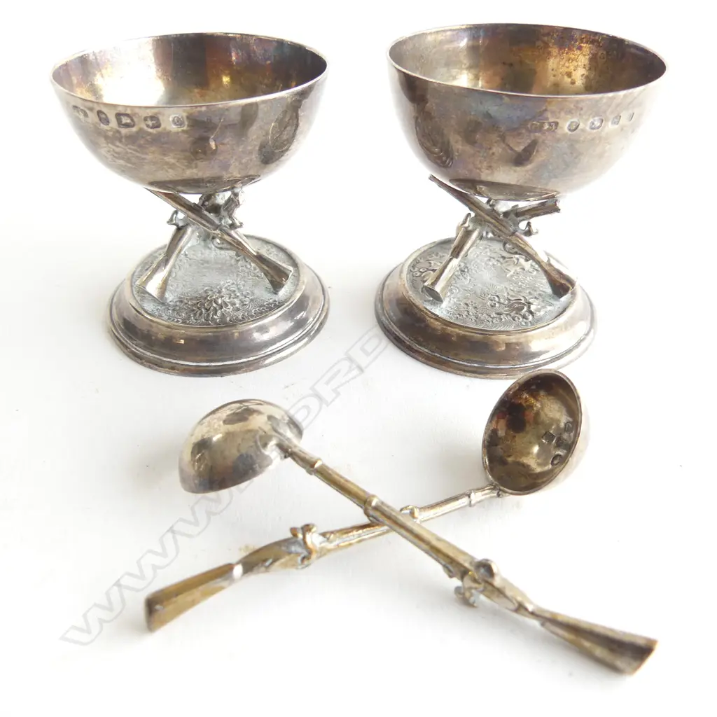 A pair of Victorian period sterling silver Military Presentation Salt Cellars. Image 1++