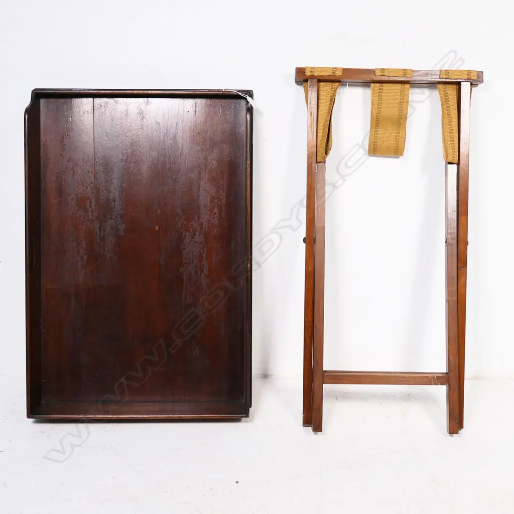 A late Victorian period mahogany butlers tray table on traditional folding X-shaped base. Length 820 x 560mm Image 1++