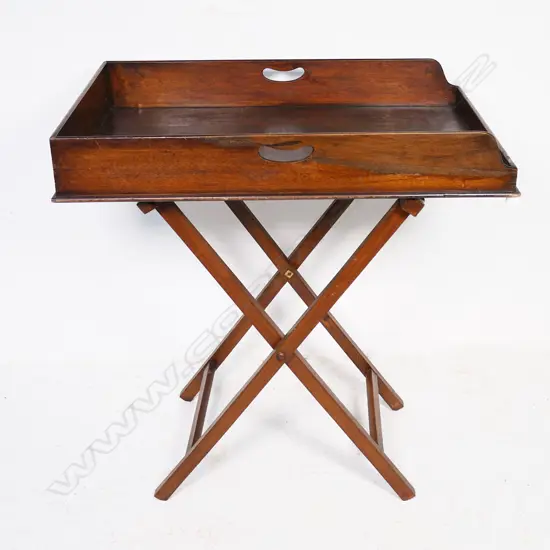 A late Victorian period mahogany butlers tray table on traditional folding X-shaped base. Length 820 x 560mm