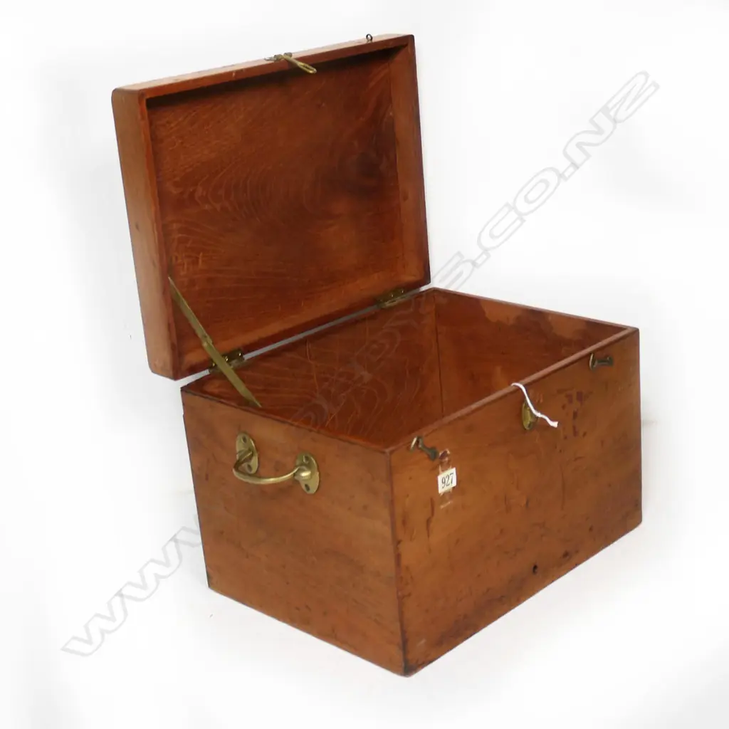 A small Victorian mahogany box with hinged lid and brass carry handles. 430 x 320 x 310mm Image 1++