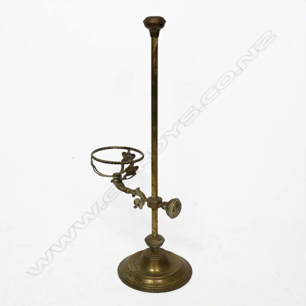 A brass adjustable paraffin lamp base. H.640mm Image 1++