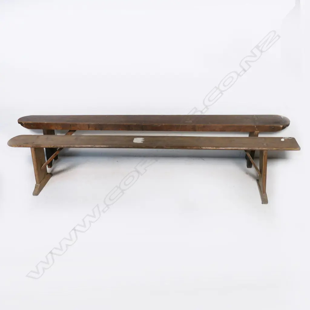 Two long wooden form benches (seats) Image 1++
