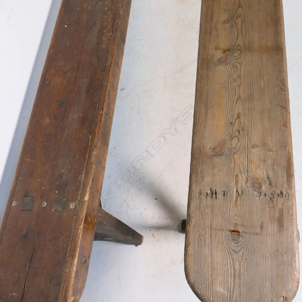 Two long wooden form benches (seats) Image 1++