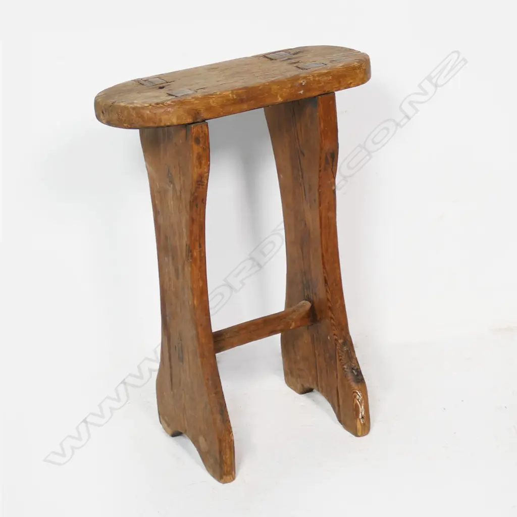 A Rustic Pine Milking Stool, with jointed seat. 360 x 165 x 510mm Image 1++