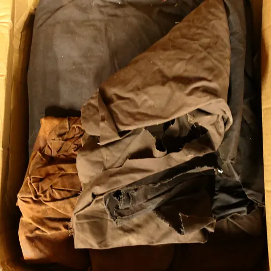 Four boxes of oilskin fabric (Japara), Ex River Queen movie props.