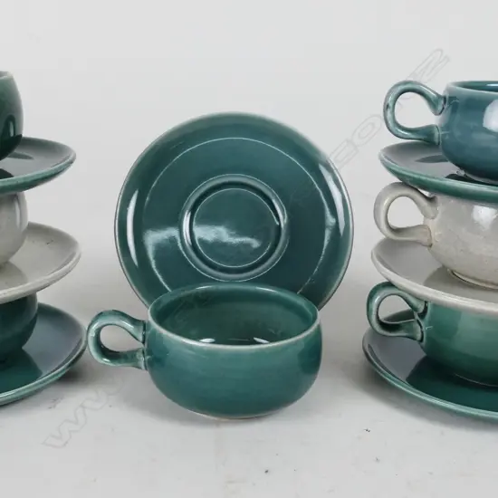 Seven American demi-tasse coffee cups and saucers
