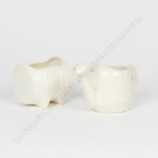 2 SM CREAM C.L VASES; WTRING/CAN & TROUGH