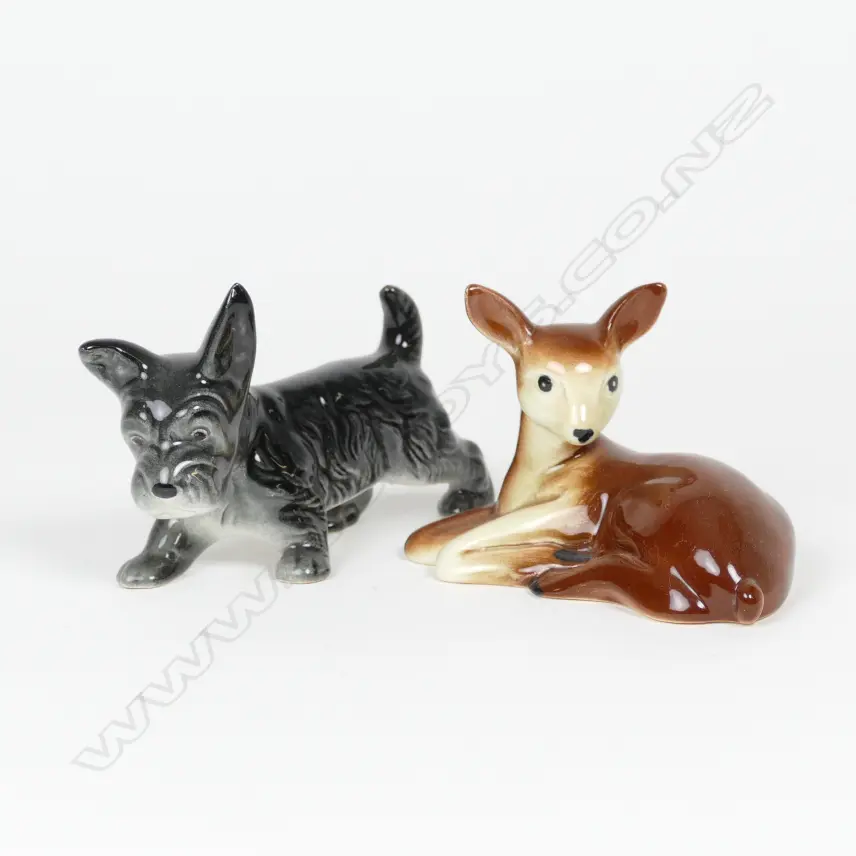 2 GLAZED C.L  FIGS.; SCOTTIE DOG & FAWN Image 1++