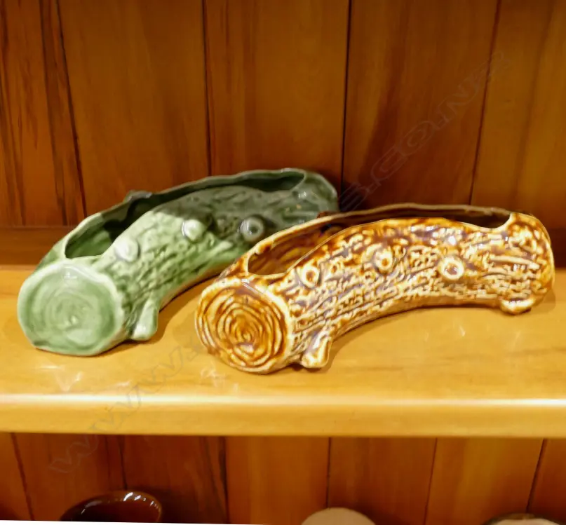 2 TEMUKA WARE LOG TROUGH VASES Image 1++