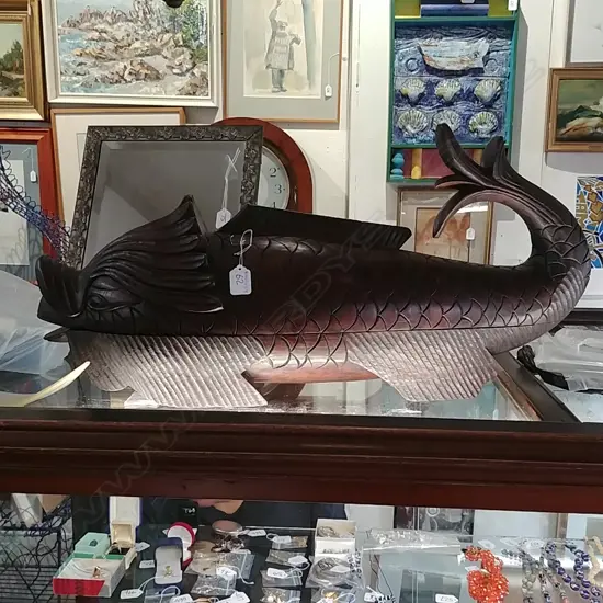 WOODEN FISH CARVED BOX