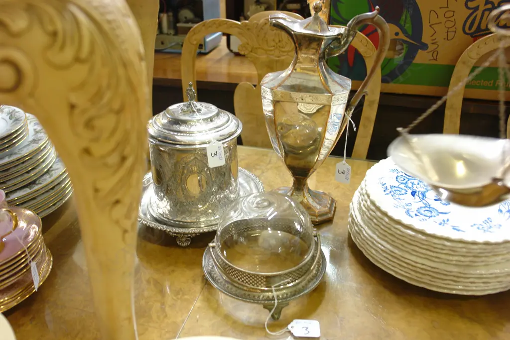 EP BARREL, SHEFFIELD COFFEEPOT, +JAM DISH Image 1++