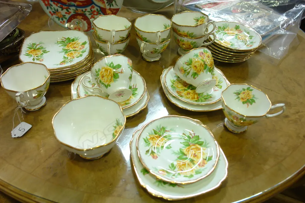 R.A. 'TEA ROSE' TEA CUPS & SAUCER & BOWL Image 1++