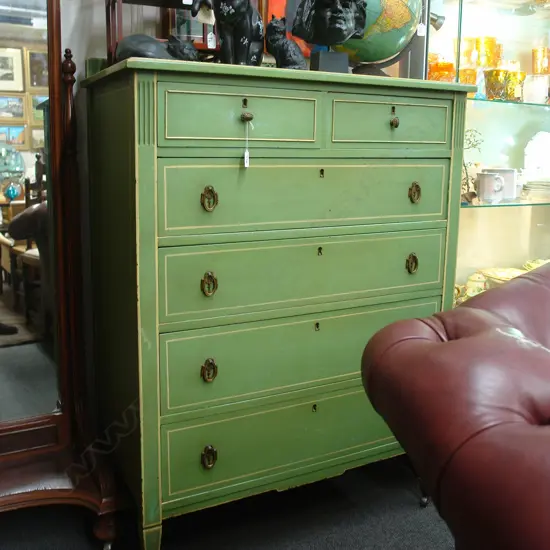 GREEN PAINTED TALL BOY