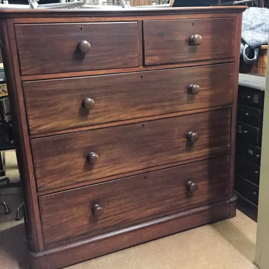 A Victorian mahogany flat front chest of five drawers