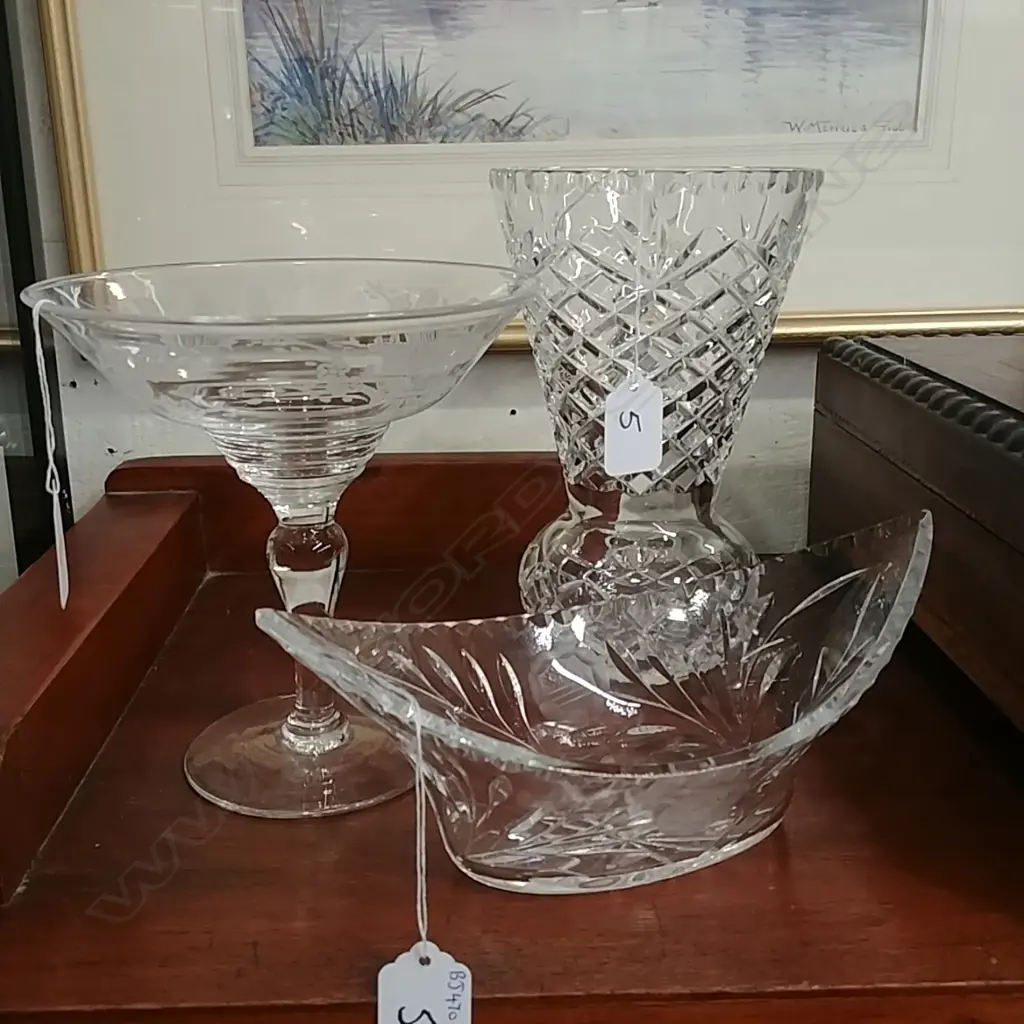 CRYSTAL COMPORT VASE & DISH Image 1++