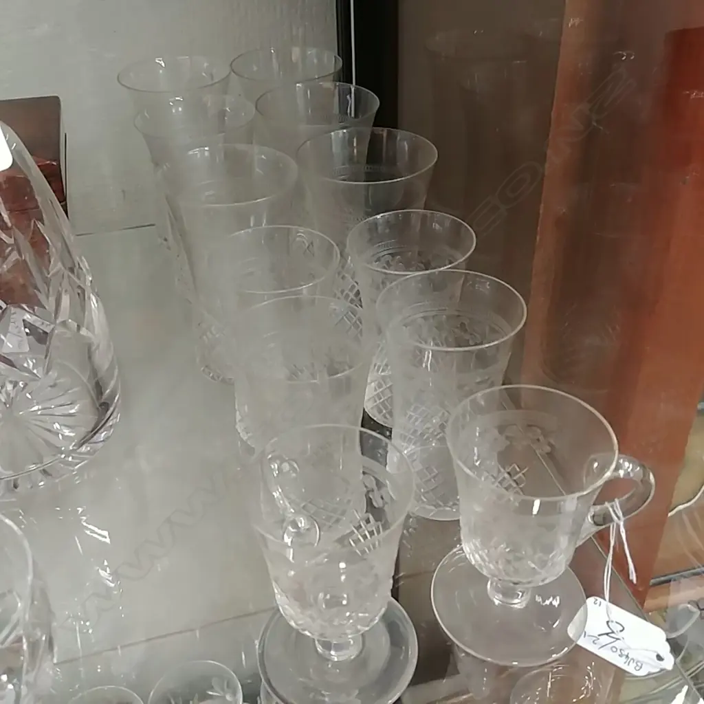 12 EDWARDIAN ETCHED GLASSES Image 1++