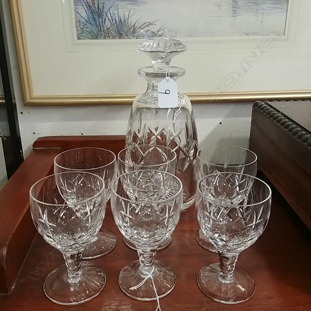6 STUART CRYSTAL GLASSES + DECANTER  Image 1++