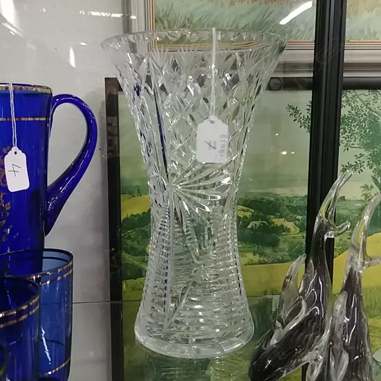 TALL CUT CRYSTAL FLARED VASE