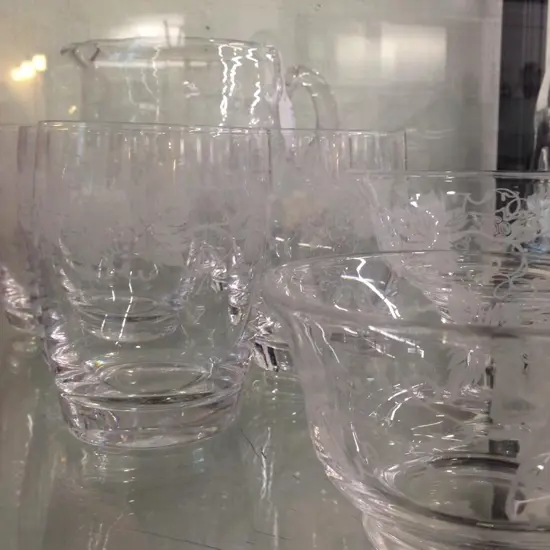 5 STUART CRYSTAL GRAPEVINE GLSS + JUG/2 BOWLS
