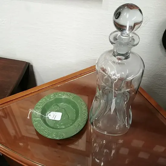 HOLMGAARD WHISKEY DECANTER + CARLSBERG ASHTRAY  