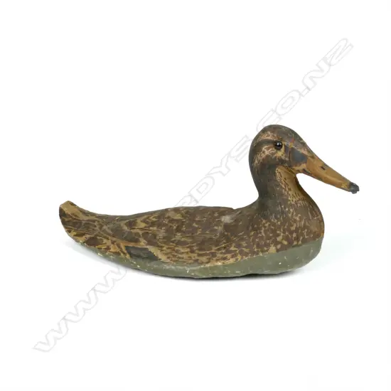 A fine woven canvas oilskin bodied hen duck decoy