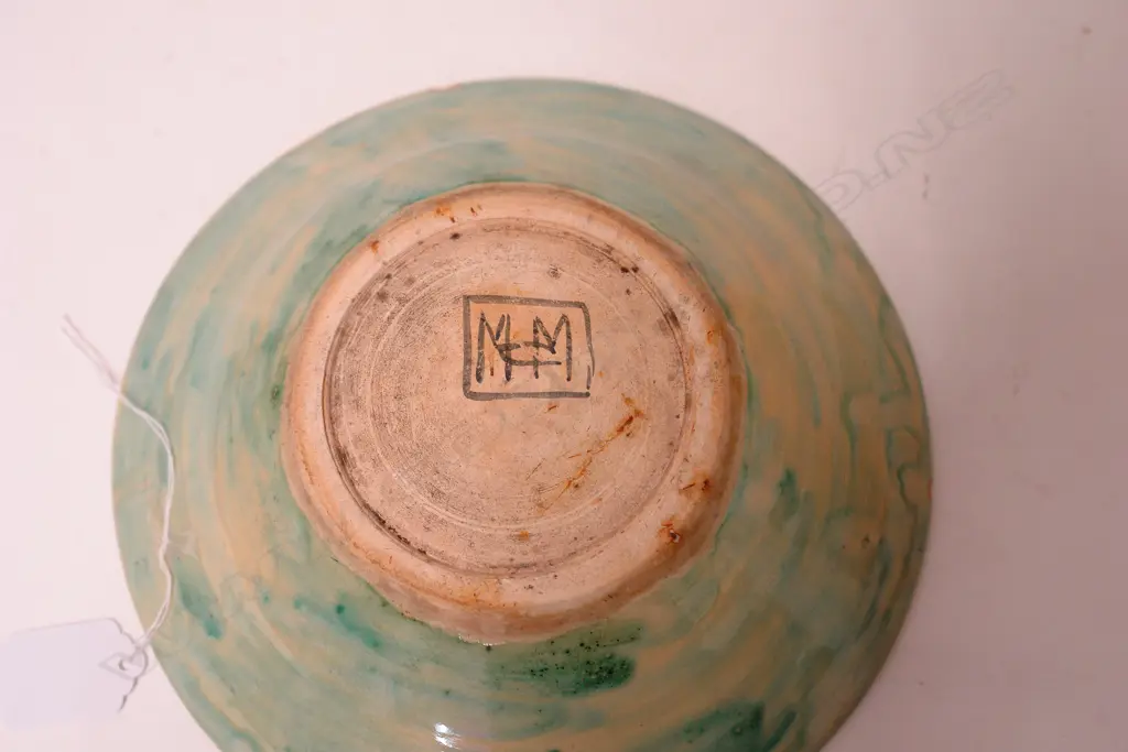 A mid-20thC N.Z. potter unknown mermaid bowl Image 1++