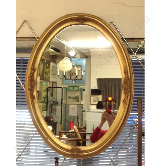 GILT FRAMED MIRROR - BOW PEDIMENT