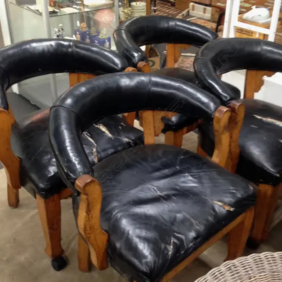 4 LEATHER TUB CHAIRS AF