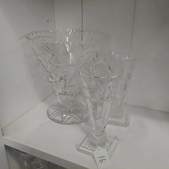 3 CRYSTAL VASES