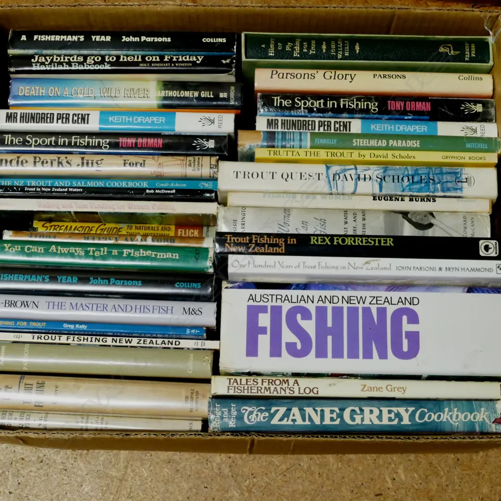 A box of fine assorted fishing books Image 1++
