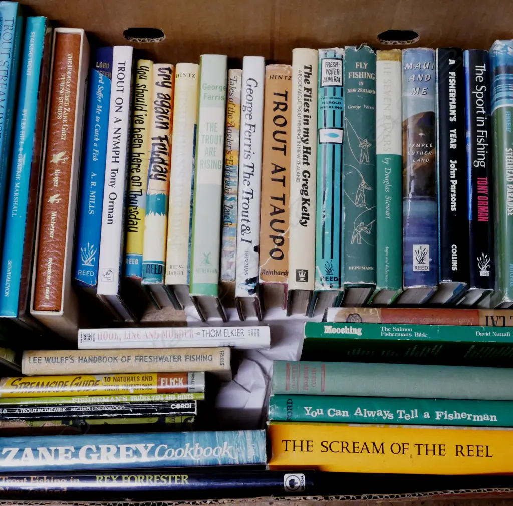 A box of fine assorted fishing books Image 1++